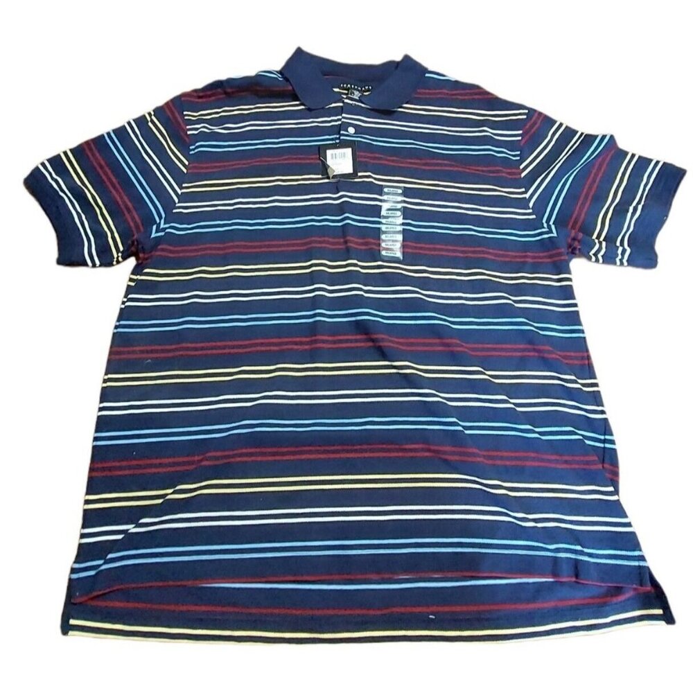Consensus Golf Polo Shirt Blue Stripes Multi-colored Size XXL 100% Cotton